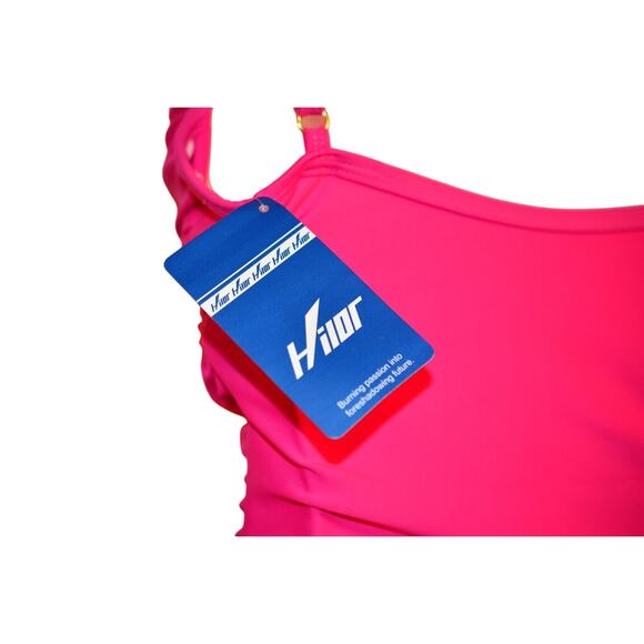 Hilor Women's 8 Ruched Twist Front One Piece Swimsuit Tummy Control Hot Pink NWT - Picture 12 of 12